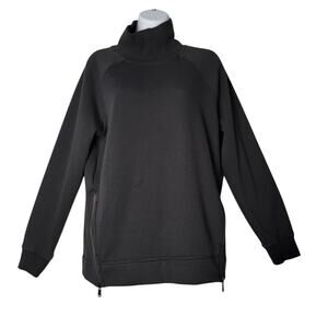 Athleta Cozy Karma Funnel Neck Sweatshirt Black Women’s Small Soft Fleece Lined